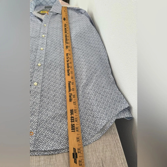 Thomas Dean Abstract Print Button Up Dress Shirt Cotton Office Career NWT Large - Picture 3 of 7